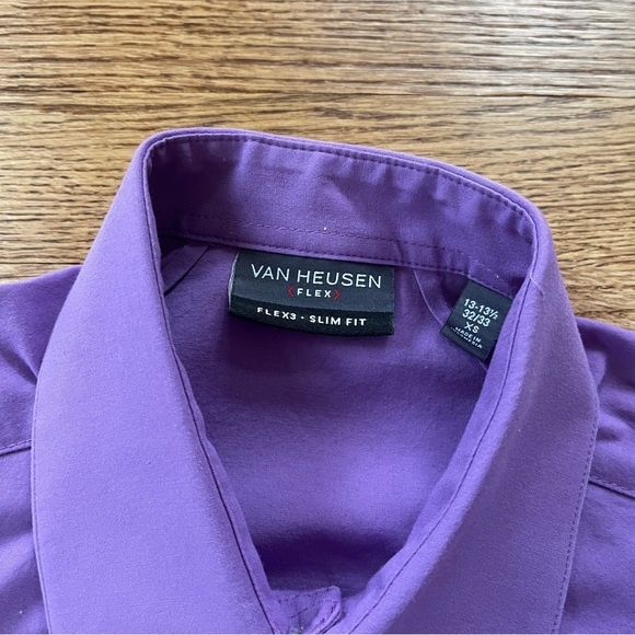 Van Heusen Purple Slim Fit Button Down Shirt - Picture 3 of 3